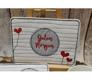 Stickserie ITH - Mug Rug Herzlinien Love is in the air